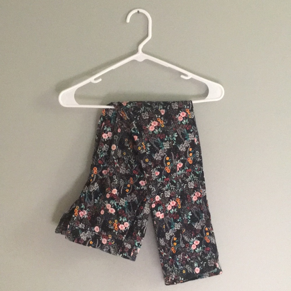 Black floral slim fit dress pants